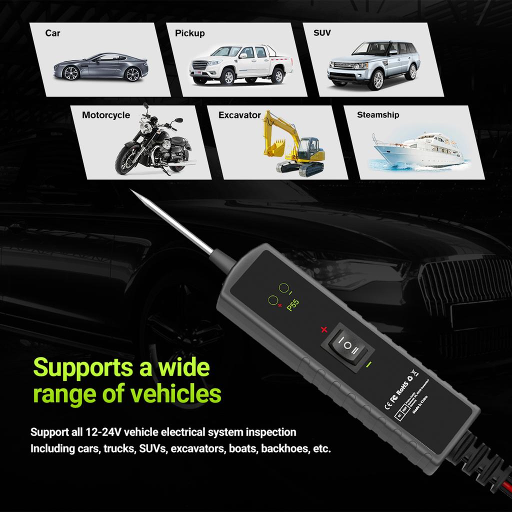 TopDiag P55 Automotive Circuit Tester Car Electrical System Short Tester 12 24V DC with Function Flashlight Component