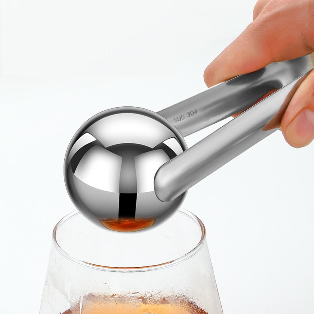 304 Stainless Steel Whiskey Ice Balls Set with Freezing Tray and Tongs Reusable Ice Cubes for Chilling Drinks Without Dilution