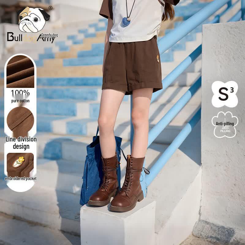 CHANZUIGOU Girls  Summer Pure Cotton Casual Shorts with Rolled Hem 130