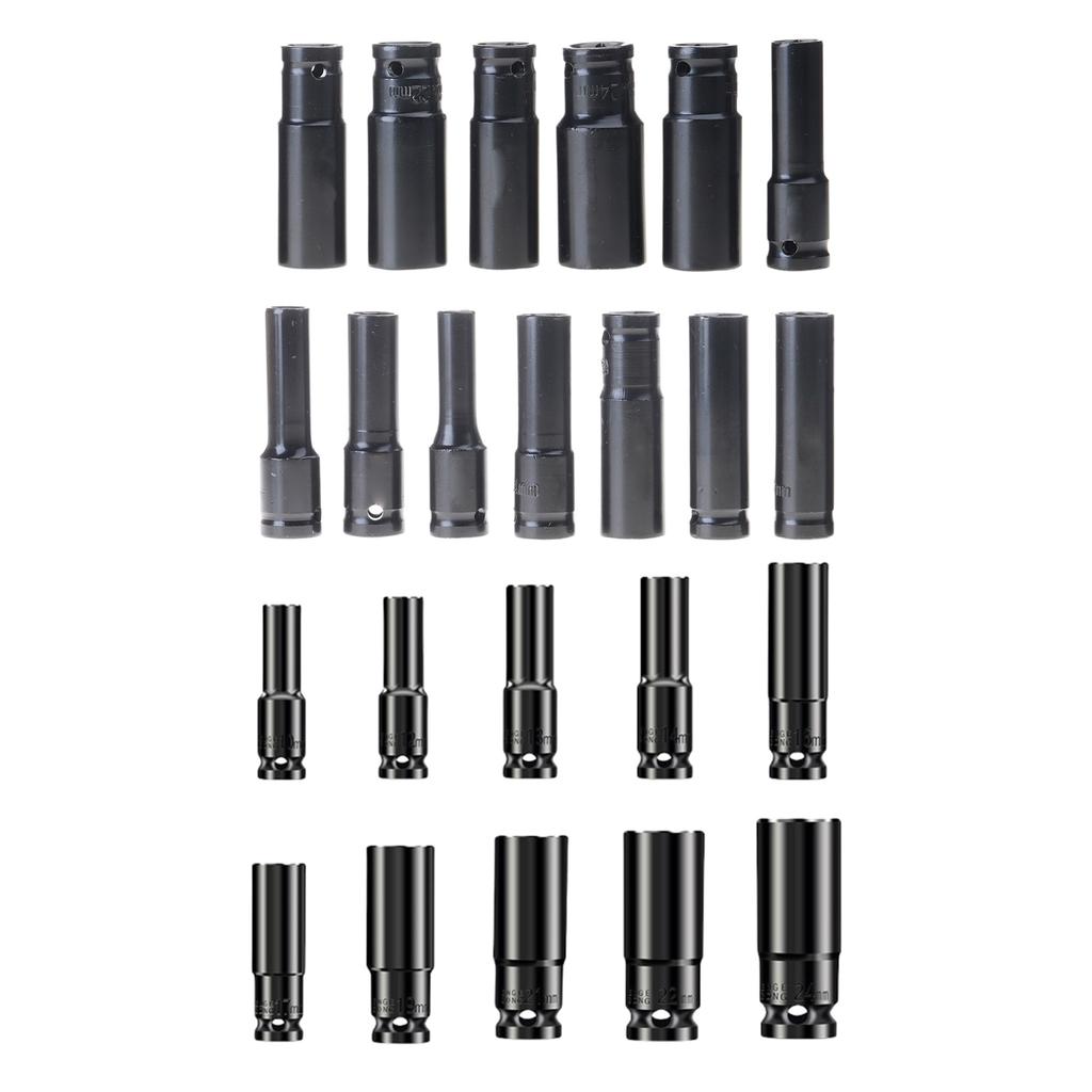 10/13Pcs Efficient 1/2" Drive Deep Impact Socket 6 Point for Efficient Screw Tightening Automotive and Furniture Repair