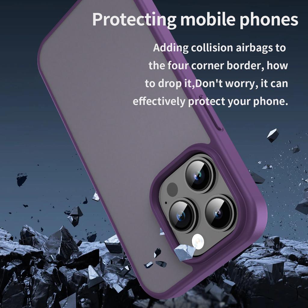 For iPhone 14 Pro Max Case Skin Touch Matte Anti Drop TPU PC Phone Back Cover