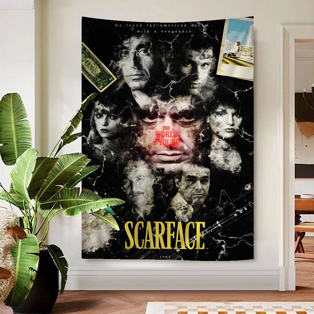 Retro Sscarface Film Cartoon Tapestry Art Science Fiction Room Home Decor Art Home Decor