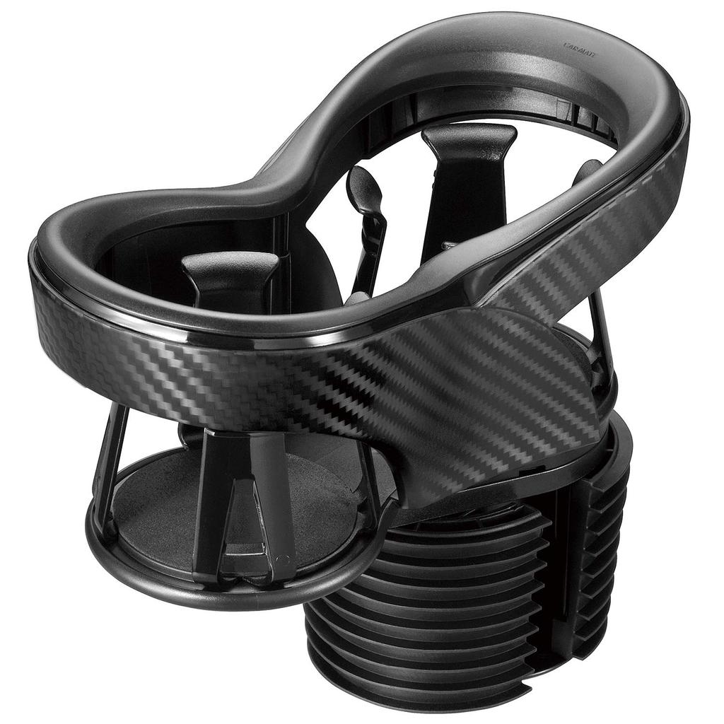 Carmate DZ523 Quattro X Twin Cup Holder for Cars, Carbon Style