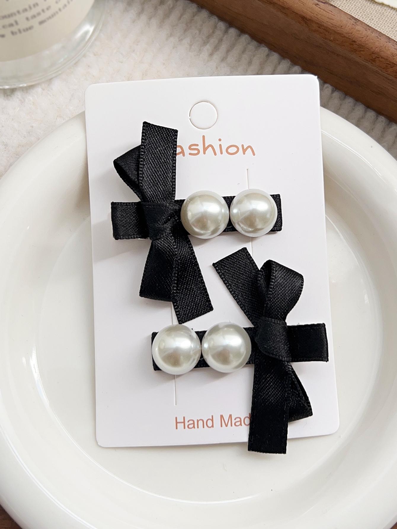 

2 шт. Розовый Красный Бутиковый Бант Жемчужная Лента Банты для Волос Зажим-Аллигатор для Женщин Девочек Подарки, Милые Аксессуары для Укладки Волос Заколка для Волос