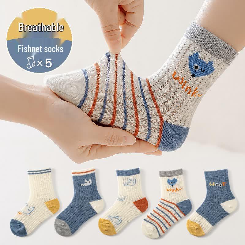 Kids Summer Thin Mesh Cotton Socks 6-8Y