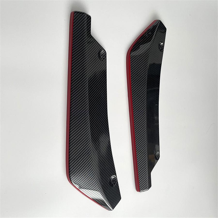 2x Car Rear Bumper Lip Wrap Angle Spoiler Diffuser Splitter Carbon Look+Red Line