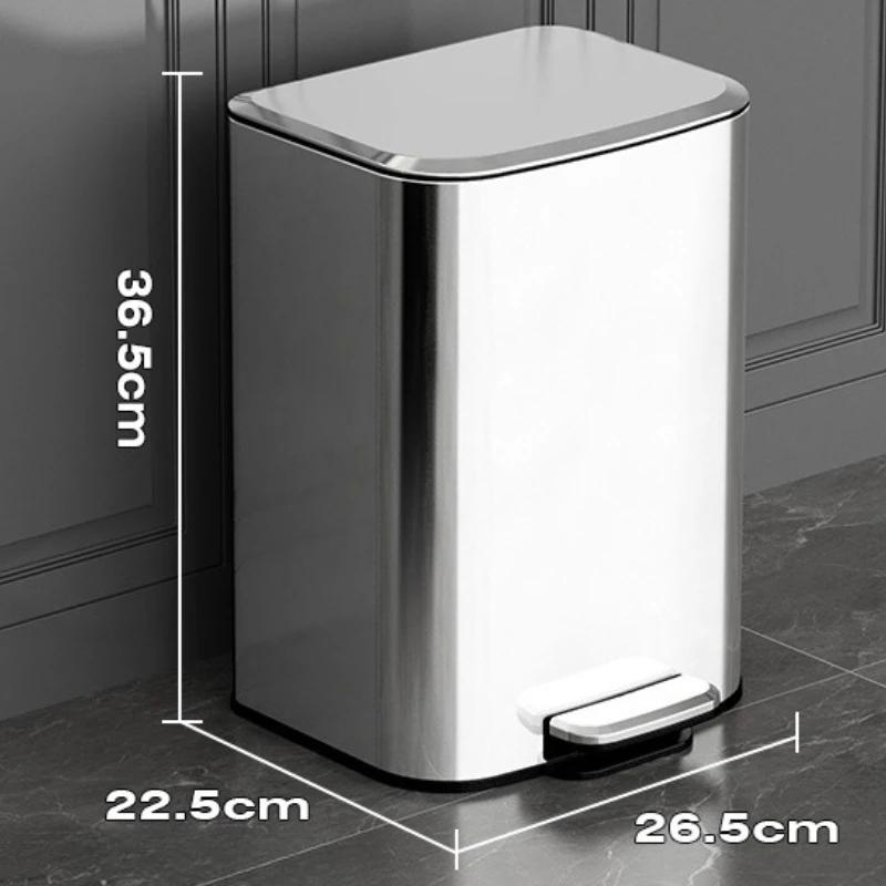 Pedal Trash Can Stainless Steel Waste Bins Large Food Waste Disposal Wastebin Household Kitchen Standing Litter Bin Container