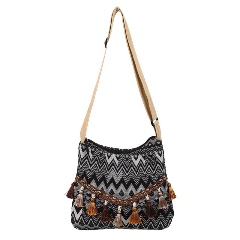Ethnic Style Casual Shoulder Bag With Tassels For Daily Use And Travel