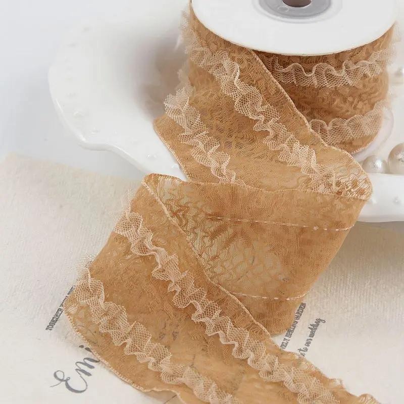 

10Yards 2.5/5mm Wrinkle Lace Jacquard Ribbon Dopamine Photo Props Edge Trim Decorating Lace Embroidery DIY Applique Sewing Craft 2.5cm-10Yard