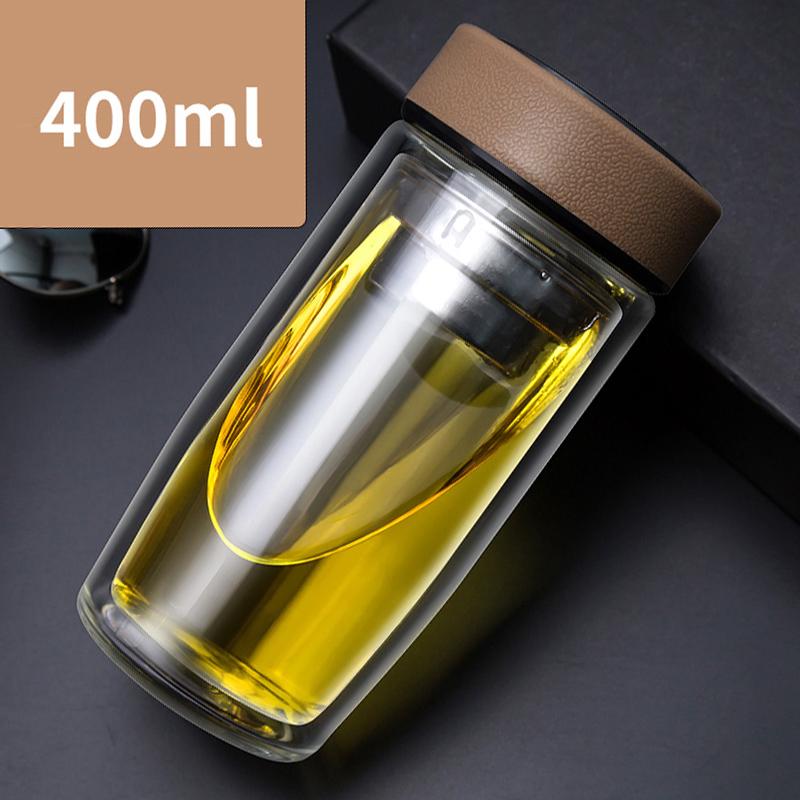 Dwukomorowe Szklanki Przenośny Kubek do Herbaty Mleka Kawy Szklany Kubek do Napojów z Pokrywką Izolacja Termiczna Ochrona przed Oparzeniem Kubek do Picia Wody