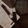 Bold Black Brown Classic Women Men Square Square Leather Wrist Watch,Korean Popular Watches