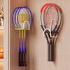 Wall Mounted Badminton Racket Holder Punch Free With Ball Hanger 3-Slots Storage Rack For Tennis Pickleball Ping Pong Paddle