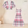 Women Plus Size Two Piece Dress Set Batwing Sleeve Cropped Shrug Strappy Floral Printed Black Flared Dress