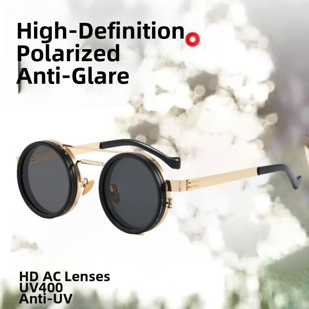 Round Adjustable Dimming Glasses 9 Level Dimming Fishing Sunglasses Outdoor Eyewear  Men Women