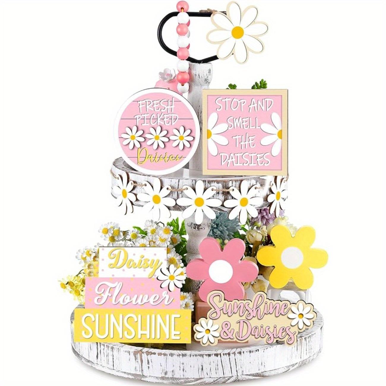 

Daisy Tiered Tray Decor Set, Daisy Table Wooden Sign Decorations, Daisy Flower Tabletop Farmhouse(Tray Not Included)