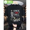 Men'S 1950S Retro Rock Car And Microphone Design T-Shirt 100%, Soft And Breathable, Regular Fit, Short Sleeve, Suitable for Casual Daily Wear,