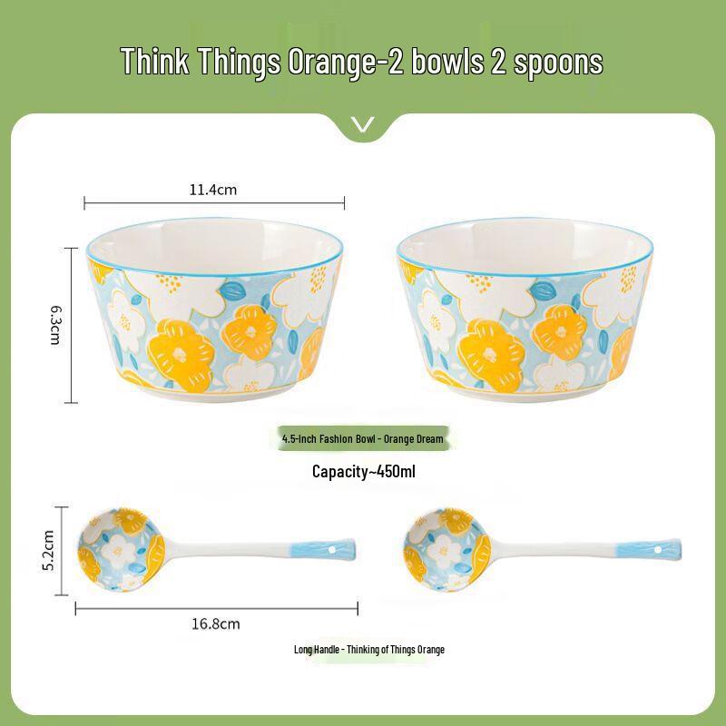 Linpan Ceramic Anti-Scald Bowl & Spoon Set