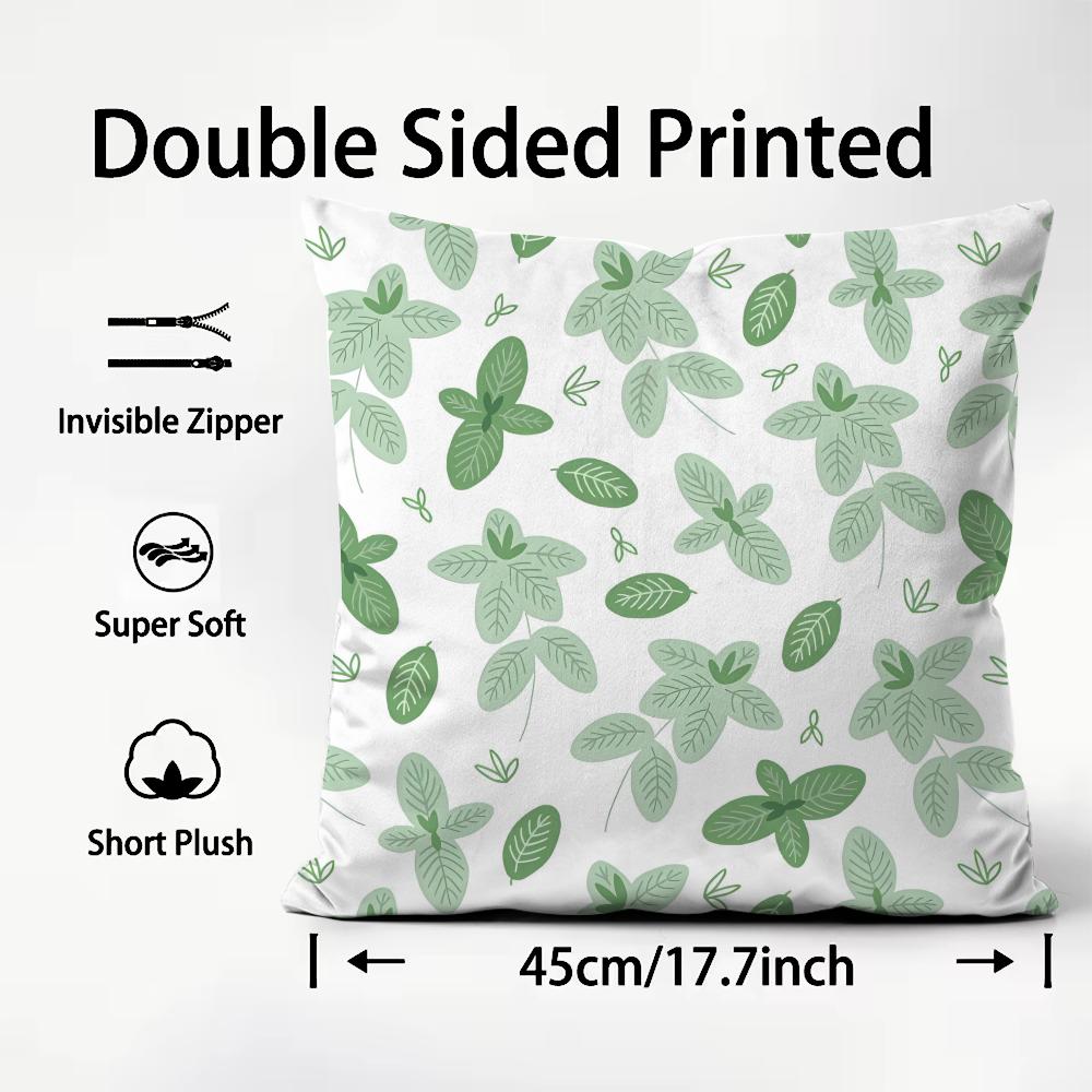 Leaves INS Cushion Cover Plush Fabric Soft DoubleSided Printed Sofa Warm Winter Home Child Gift Pillow Case