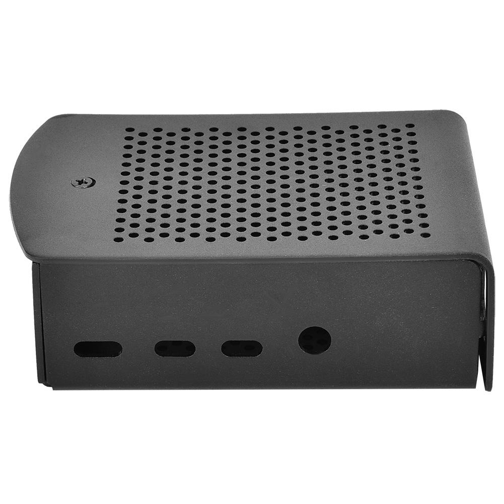 For 4 Model B Black Aluminum Case Box Enclosure with Heatsink Bracket (Black)