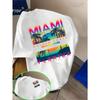 Europäische Größen MIAMI Palme Stranddruck Kurzarm-T-Shirt für Jungen, Kinder und Jugendliche; Sommer Oberteil/Unterhemd für Jungen; Legerer Stil