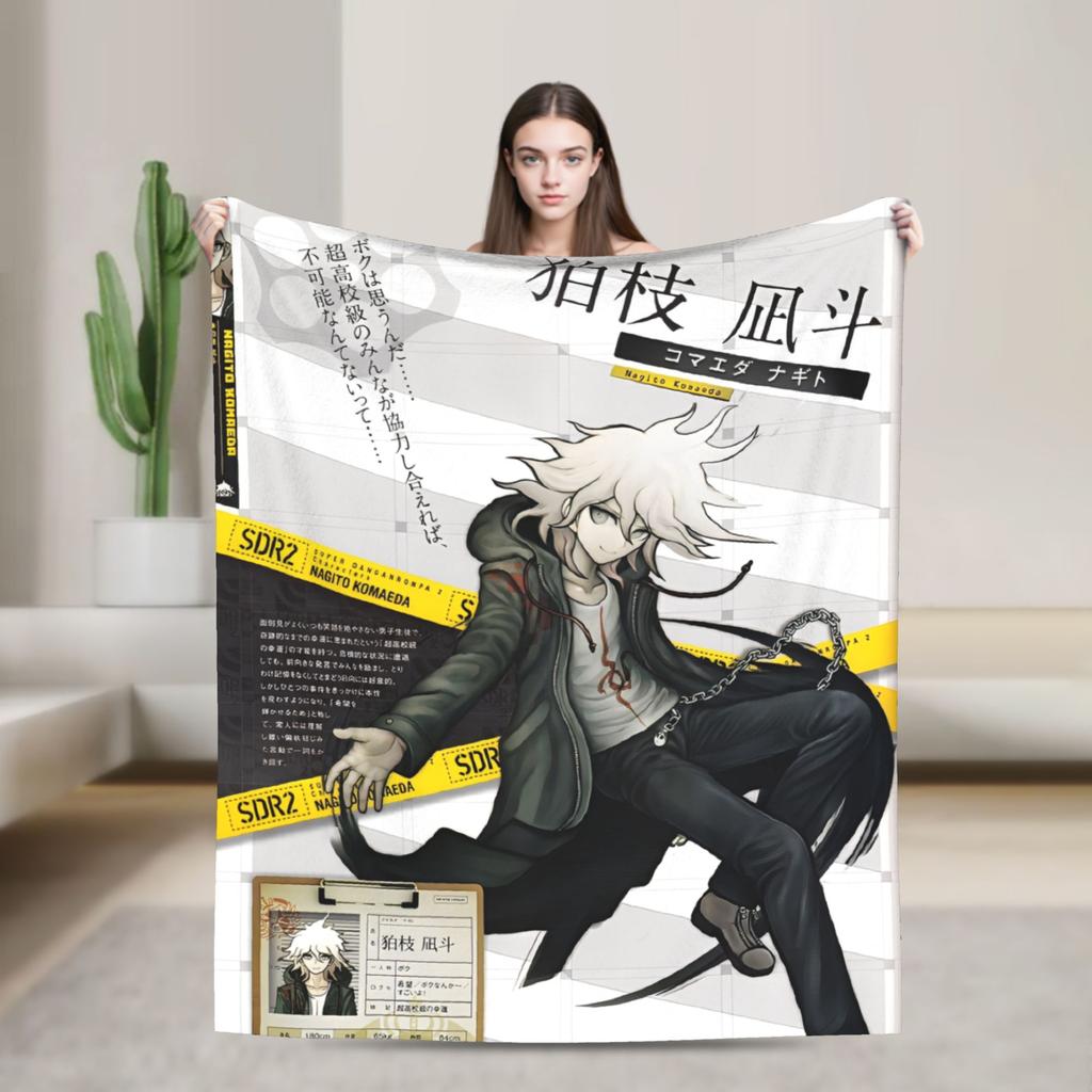 Danganronpa Nagito Komaeda Flannel Blankets Game Anime Novelty Throw Blanket for Home 125*100cm Warm