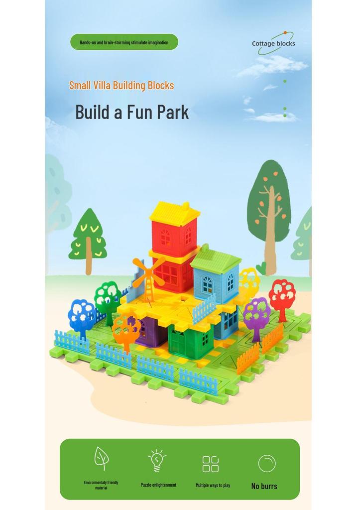Educational Building Blocks Set for Kids: Large Particle Assembly Toy for Ages 3 to 6, featuring a Small Villa Design