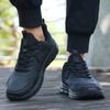 Men’s Casual Walking Sport Shoes Comfortable Men's Black Running Shoes Leather Waterproof Athletic Sneakers Wear-resistant Cosy