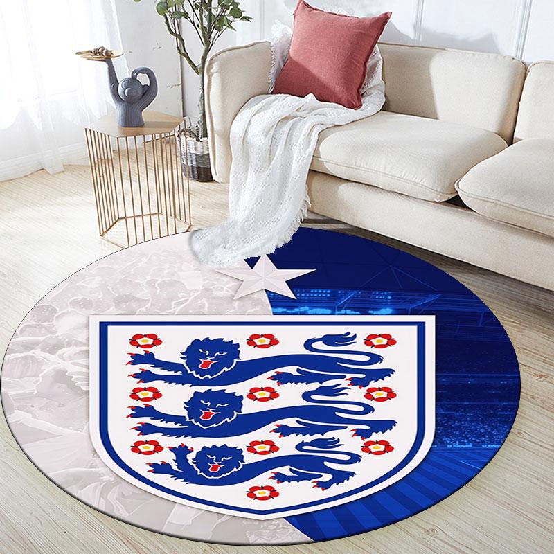 England Football   Round Rug, Non Slip Washable Circular Carpet For Living Room Bedroom Playroom, Sports Fan Decor, Holiday Birthday Gift