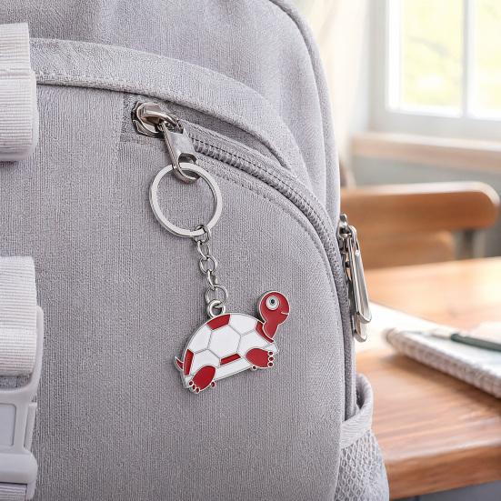 2Pcs Keychain Pendant Metal Chain Design Cartoon Key Ring with Turtle Shape Enamel