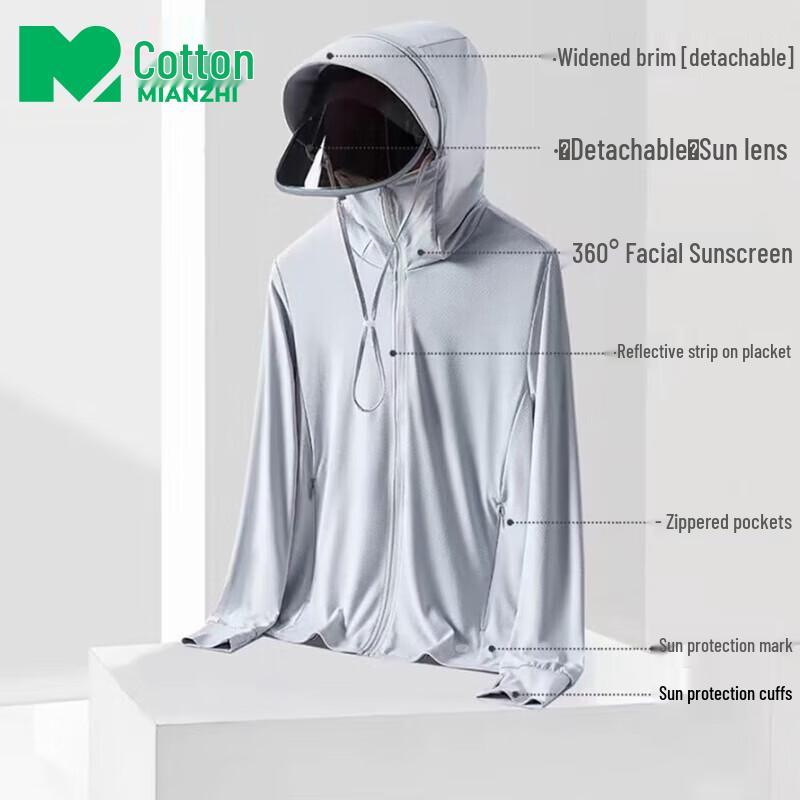 Mianzhi Men s Summer Sun Protection Hooded Jacket L