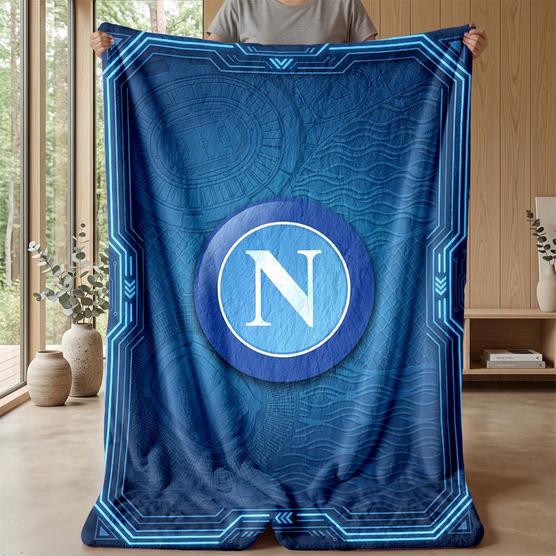 Coperta in Pile di Flanella Morbida Napoli FC Leggera Accogliente Calda Coperta da Lancio per Divano Letto Decorazione per la Casa