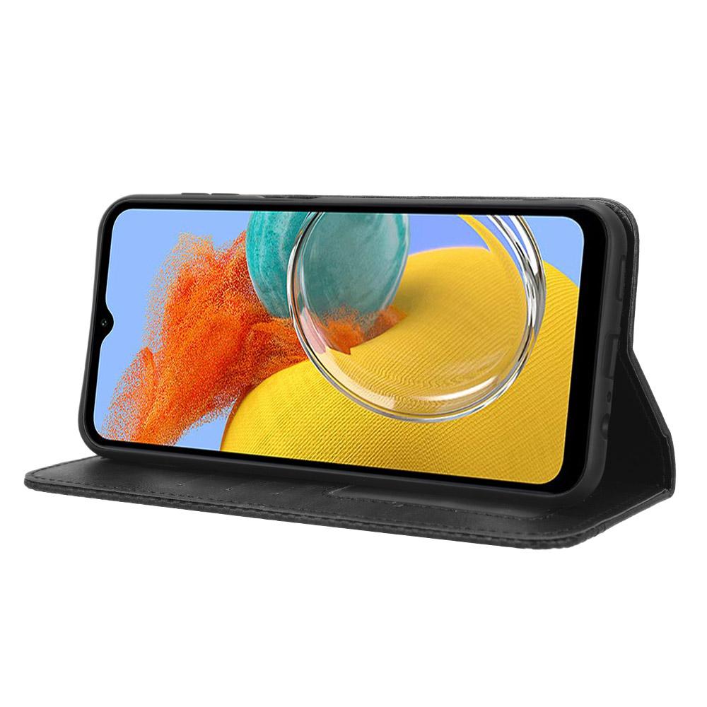 Für Samsung Galaxy M14 5G Retro Handyhülle PU-Leder Handy-Ständer Geldbörse Schutzhülle
