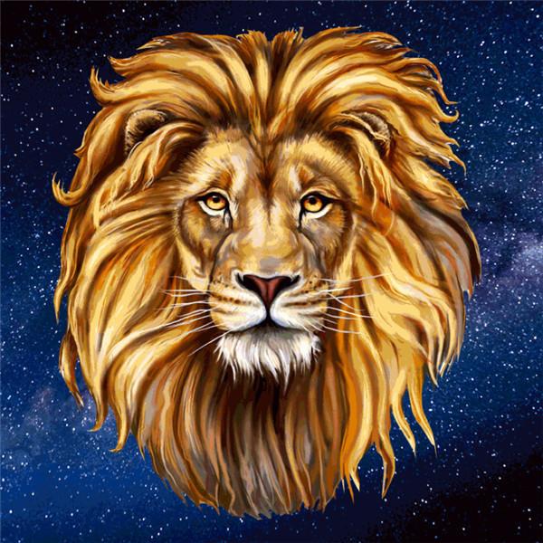 5D DIY Handmade Sewing Supplies Full Square Fierce Lion Round Art Kit Diamond Painting Home Decoration