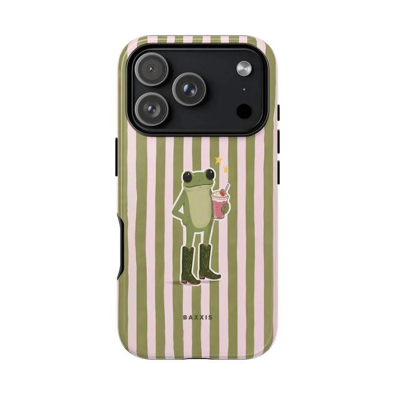 

Clmj Модный полосатый чехол-лягушка для IPhone 17 16e 16 15 14 13 12 11 X XS 8 Air Pro Max Plus Роскошная двухслойная задняя крышка iPhone 11