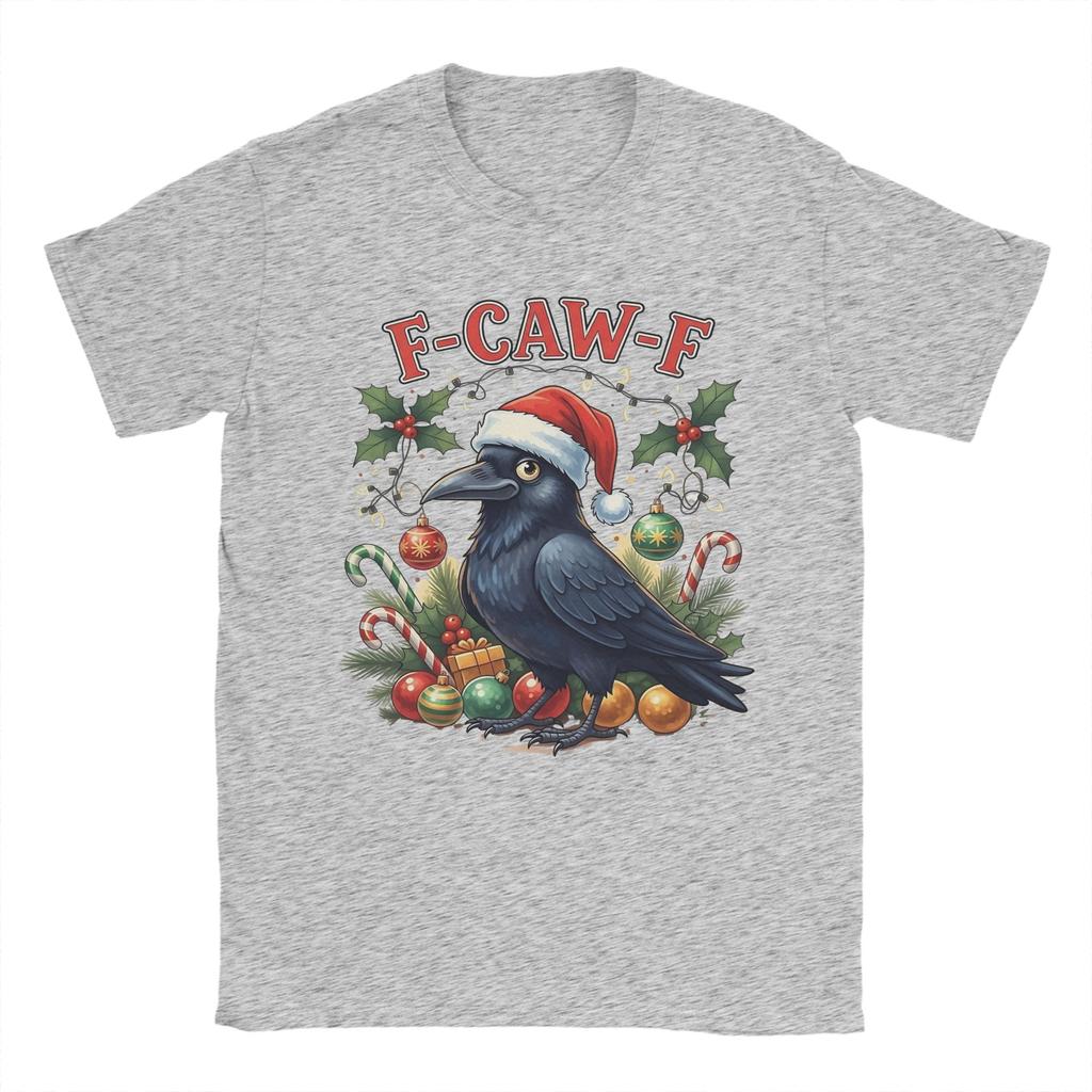F-CAW-F Vrána Vánoce Vtipné Santa Vrána Pánské Tričko Úžasné Tričko z Čisté Bavlny Kulatý Výstřih Krátký Rukáv Tričko Oblečení