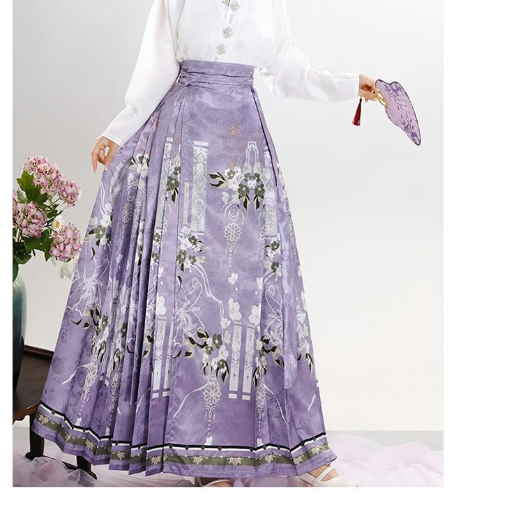 Summer Girls Series Hanfu Chinese Ming Dynasty Style Daily Horse-face Skirt Women's Dress Set