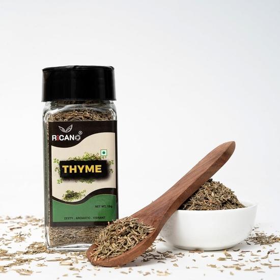 Ricano Thyme 15g & Basil Leaves 15g Combo (Pack of 2) | Freshly Dried | Natural Herbs | Perfect for Pizza, Pasta, Salads & Soups | No Additives