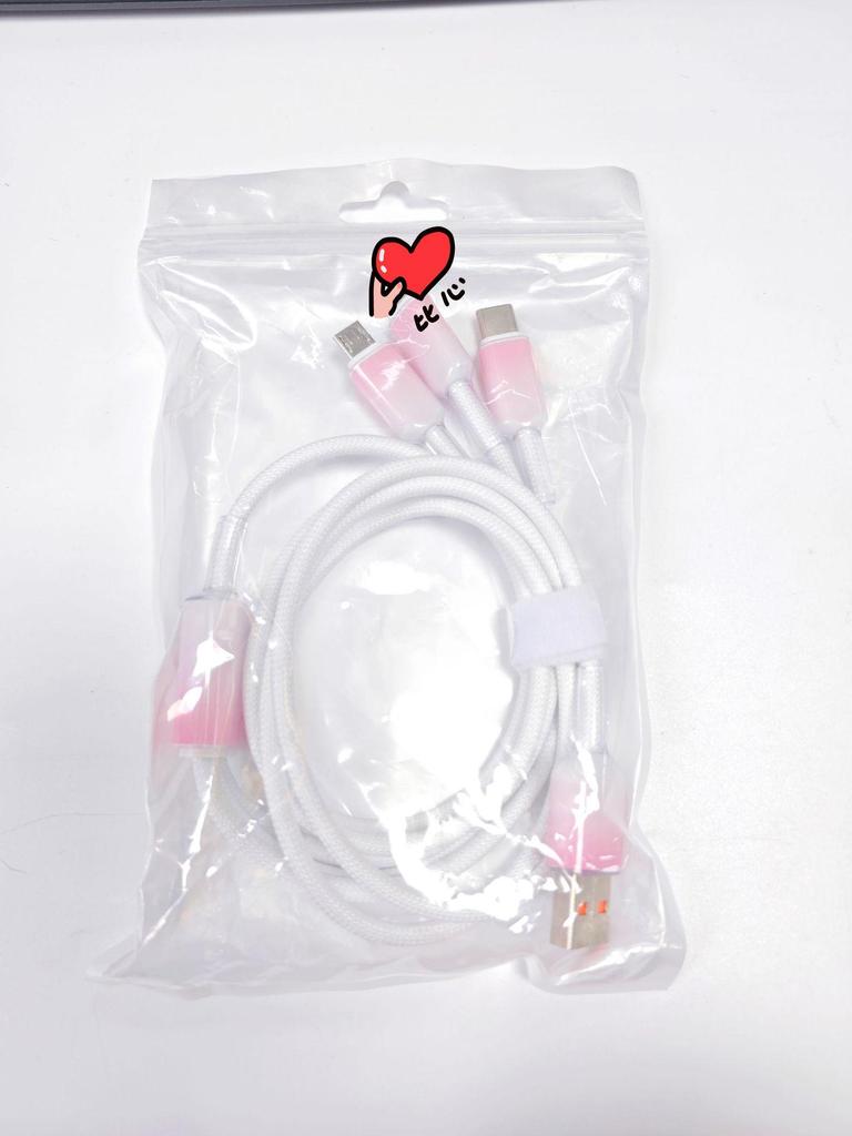 Crystal Ice Gradient 3-in-1 Braided Fast Charging Cable for Huawei & Apple 15 USB Devices