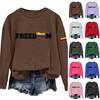 Ladies' Printed Casual Long Sleeved Round Neck Sports Hoodie Top
