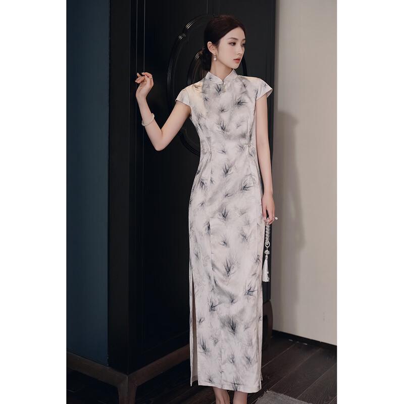 

JK&JS Willow Branch Print Modern Qipao Dress L