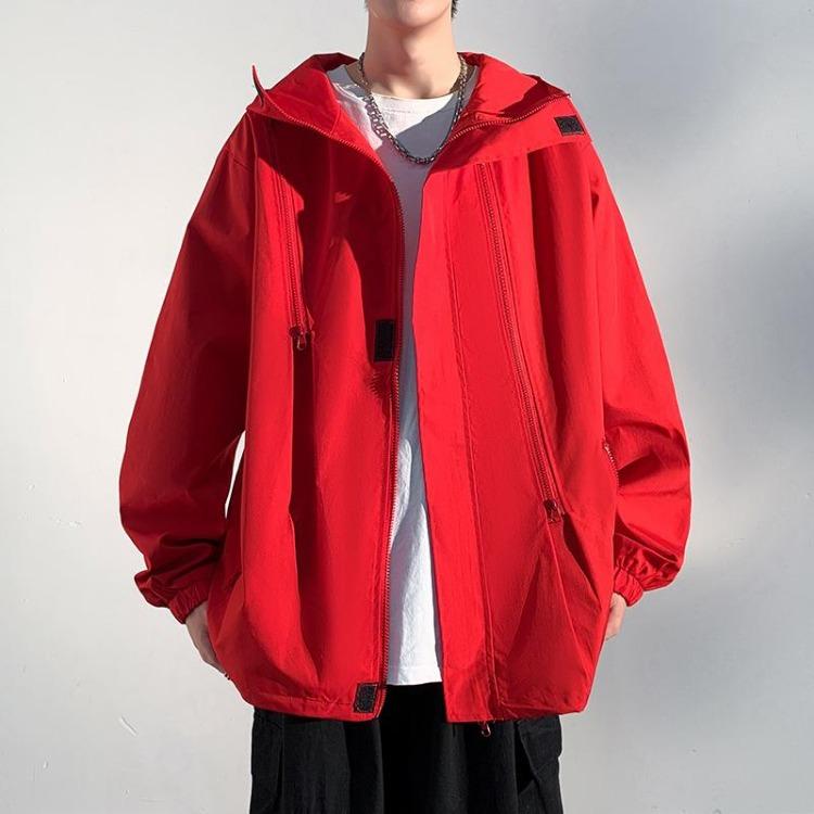 New Hong Kong Style Loose Hooded Jacket Men Spring Autumn Casual Long Sleeve Large Size Versatile Top
