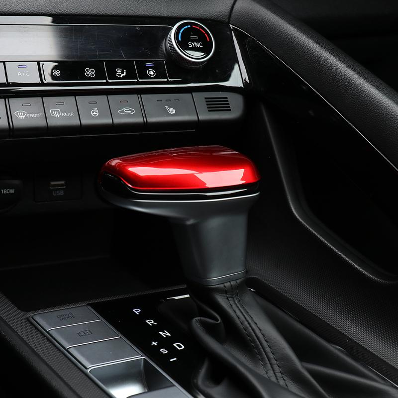 For Hyundai Elantra CN7 N -2025 LHD Red Carbon Fiber Gear Shift Knob Cover Trim Interior Accessories