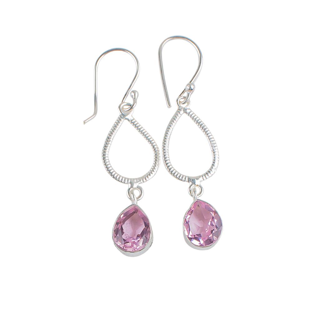 Morganite Gemstone 925 Sterling Silver Jewelry Handmade Statement Earrings1.90" EE-16-11