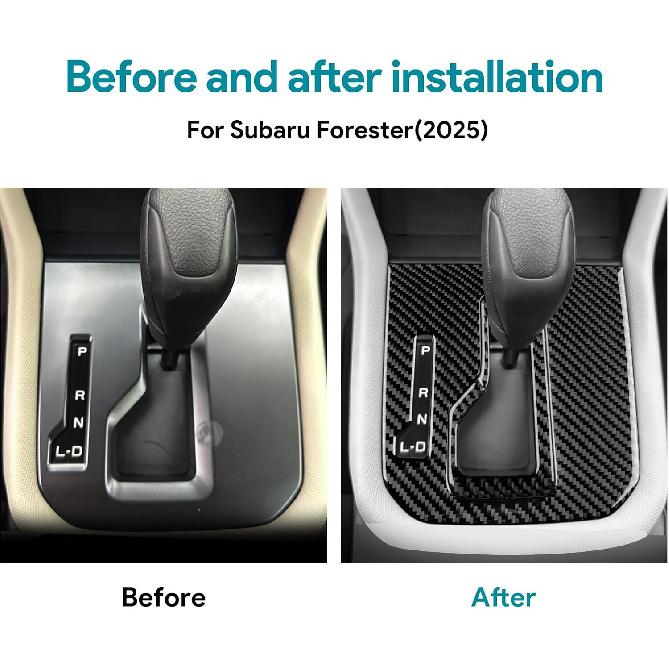 AIRSPEED for Subaru Forester 2025 2026 Soft Carbon Fiber Gear Shift Panel Cover Center Console Interior Trim Black, General Version