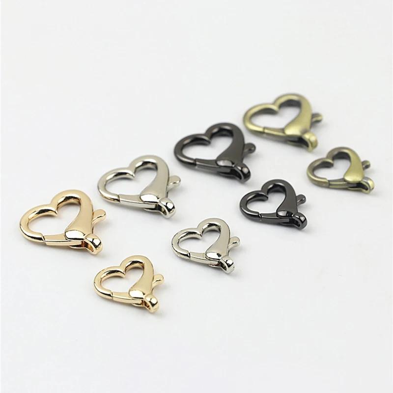 10Pcs Alloy Lobster Clasps Buckle Heart Shape Gold Color Hooks Connectors for DIY Jewelry Making Findings Accessories