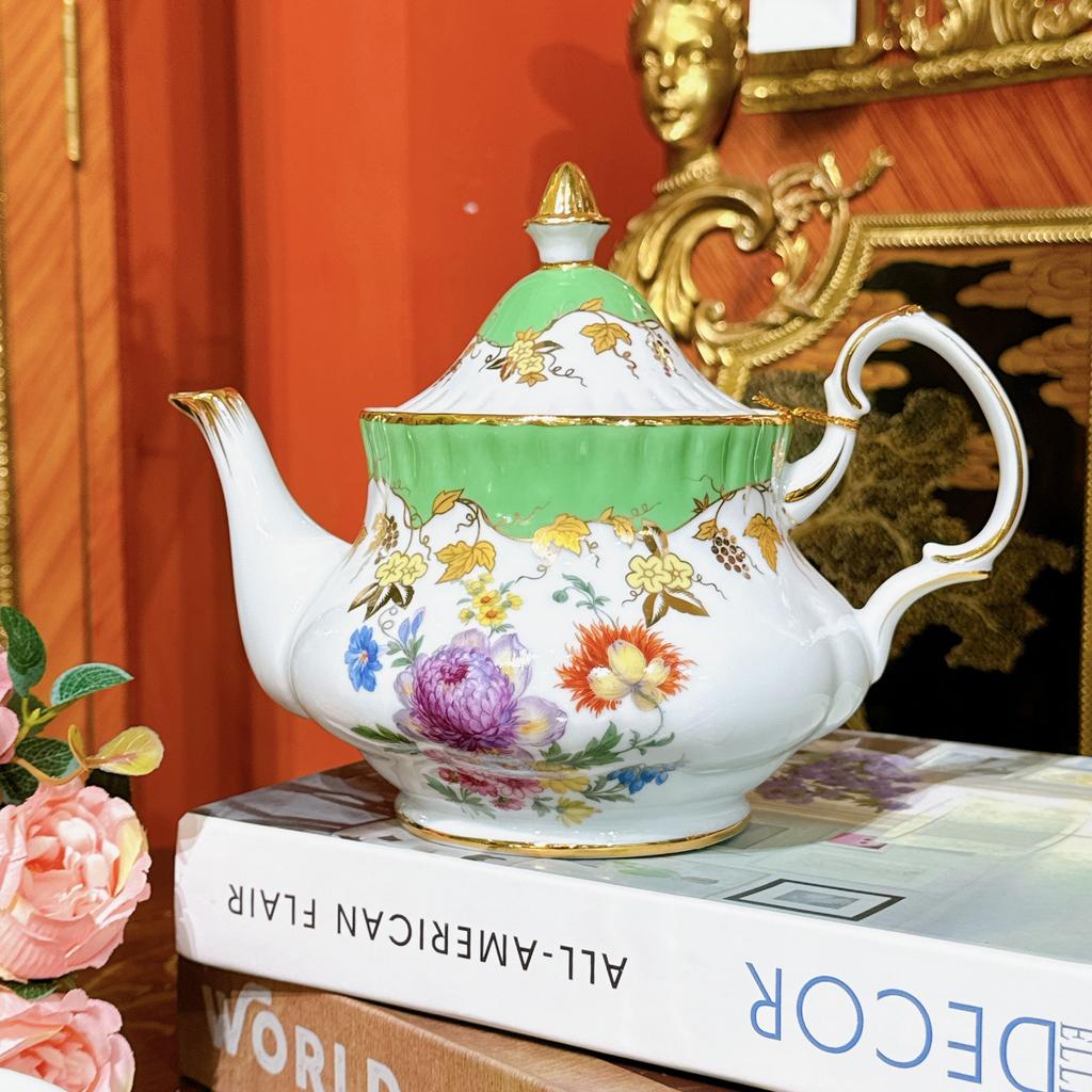 1pc Porcelain Tea Set British Style Retro Ceramic Tea Set High-end Floral Coffee Set Afternoon Tea Pot For Home Tea Party Restaurant Coffee Shop Tea A