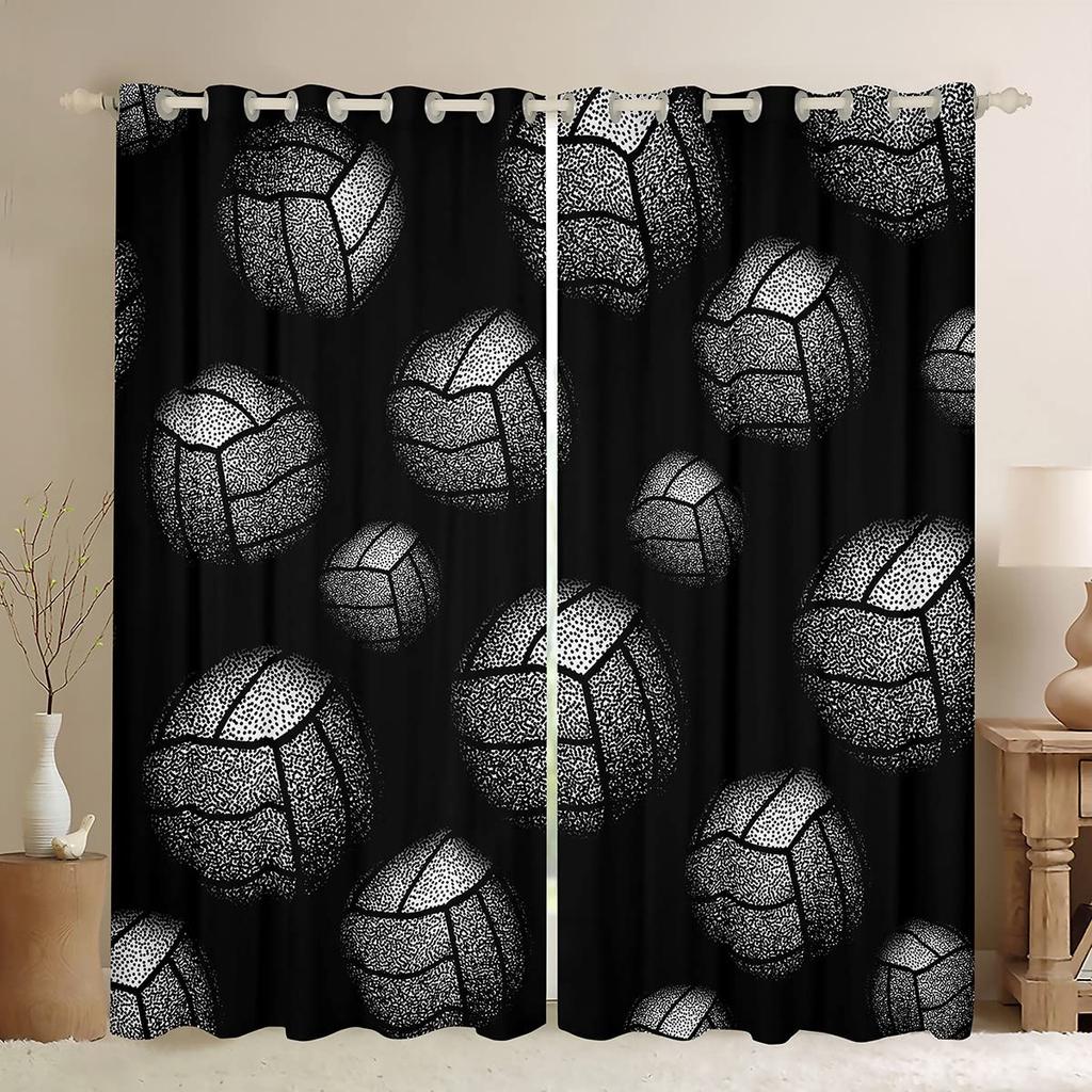 Volleyball Curtains Sports Game Theme Curtains Drapes for Kids Boys Girls Bedroom Abstract Window Curtain Blackout Drape