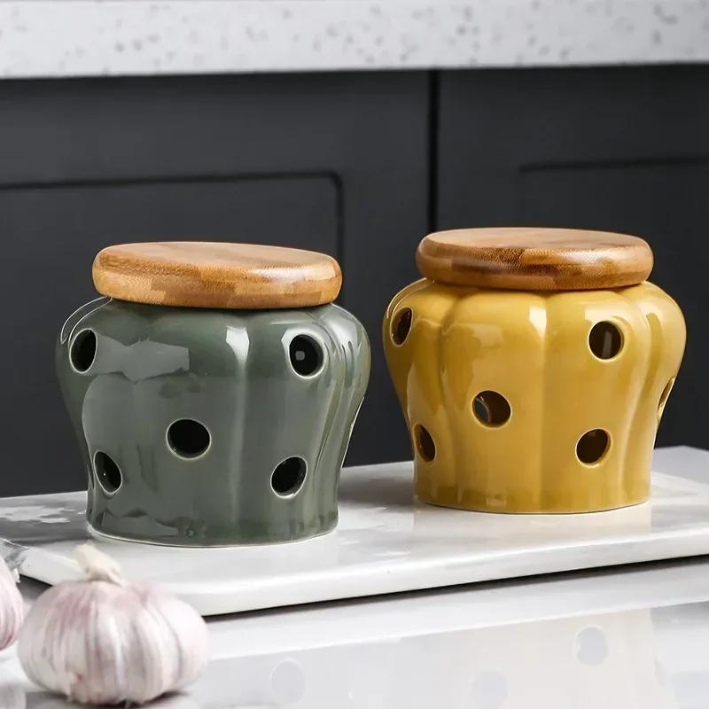 Hohles Knoblauch-Vorratsglas, weiße Bonbondose aus Keramik, für Zuhause, Ingwer- und Pfeffer-Keramikglas, Küchen-Vorratsflasche und Vorratsglas
