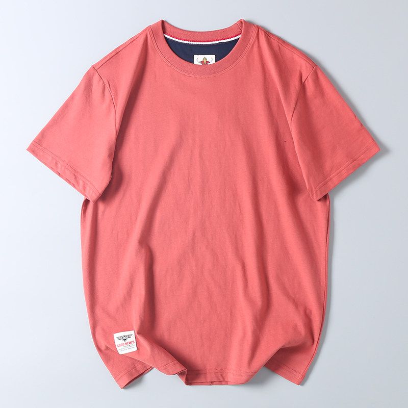 Foreign Trade Export Surplus Summer Solid Color Pure Cotton Brushed Short-Sleeve T-Shirt Men's Basic Half-Sleeve Undershirt