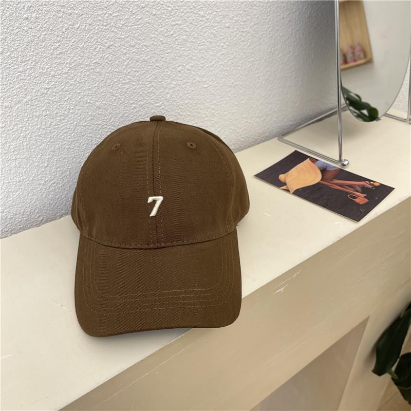 Korean Style Number 7 Embroidery Deep Top Baseball Cap With Wide Brim For Sun Protection And Breathability